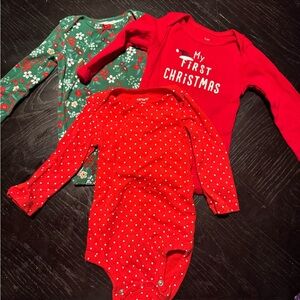 Carter’s baby girl 9m Christmas Onesies